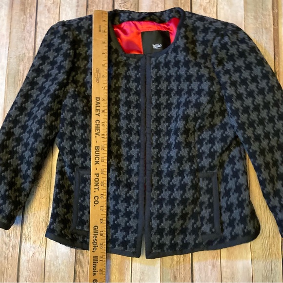 NWT Mossimo Tweed Wool Blend Grey & Black M Lined Blazer Hook Closure - Picture 2 of 9